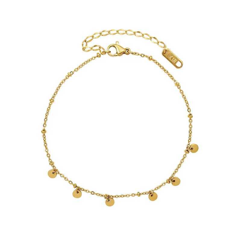 18K Gold Plated Stainl Steel Round Charm Adjustable Anklets for Women Waterproof Beach Foot Bracelet Jewelry GiftXJ250121