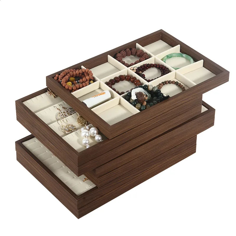 Jewelry display tray walnut grain rings necklace earrings tray jewelry props retro 250117