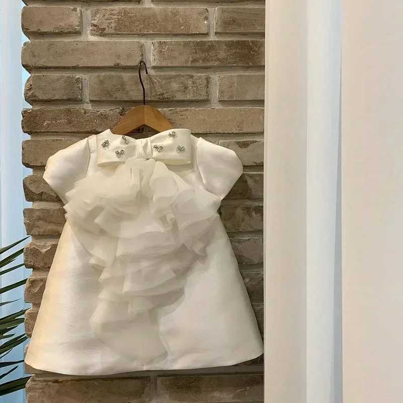 White Flower Girls Dresses For Wedding Children Birthday Party Wear Pageant Clothing Baby Baptism Kids Boutique Princess Dress X250203