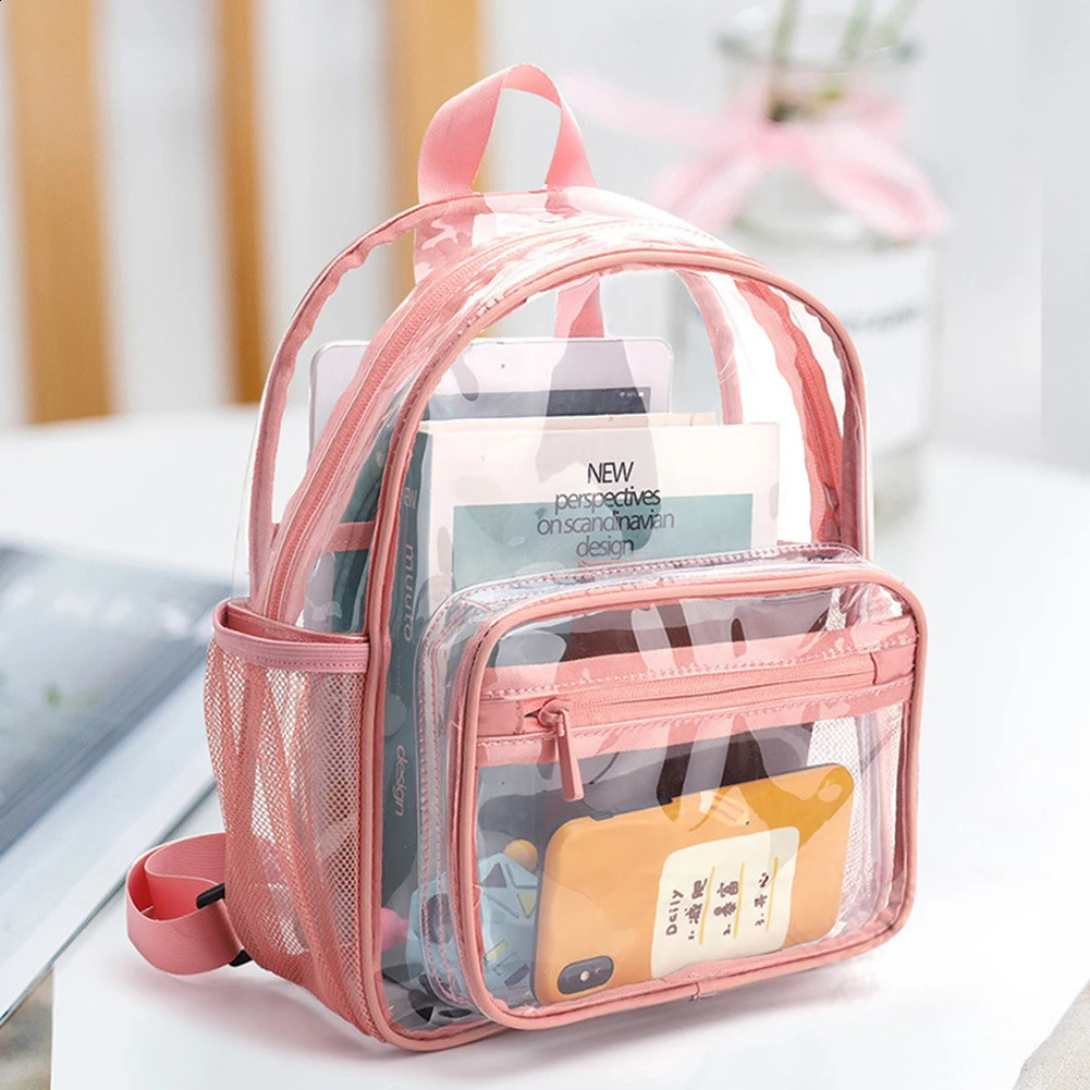 PVC Clear Shoulder Backpacks Top-Handle College Student Waterproof Rucksack 250122