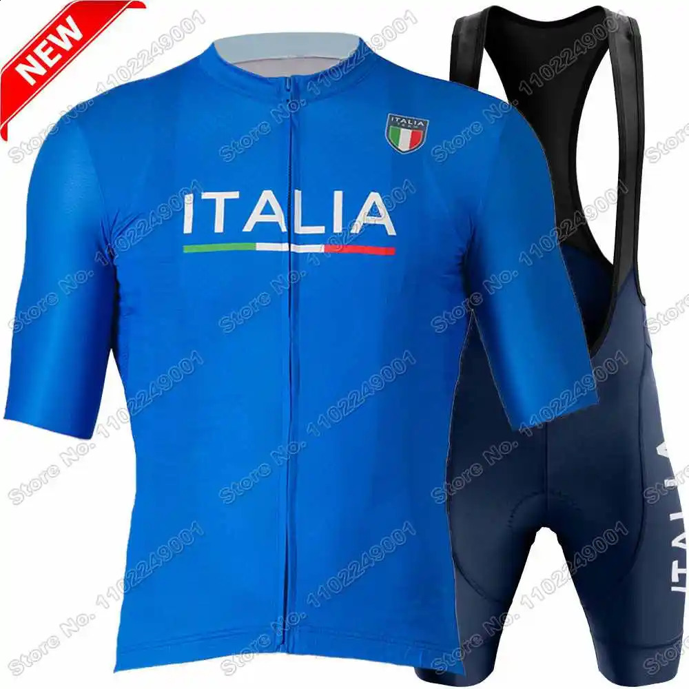 Italy Cycling Jersey Set Italian National Team Cycling Clothing Men Road Bike Shirts Suit Bicycle Bib Shorts MTB Sportswear 250122