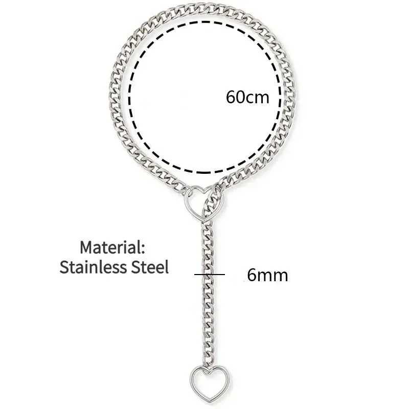 Stainless Steel Slip Chain Hollow Heart Pendant Necklace Long Tassels Fashion Sweater Chain Choker For Women Men Punk JewelryXJ250121
