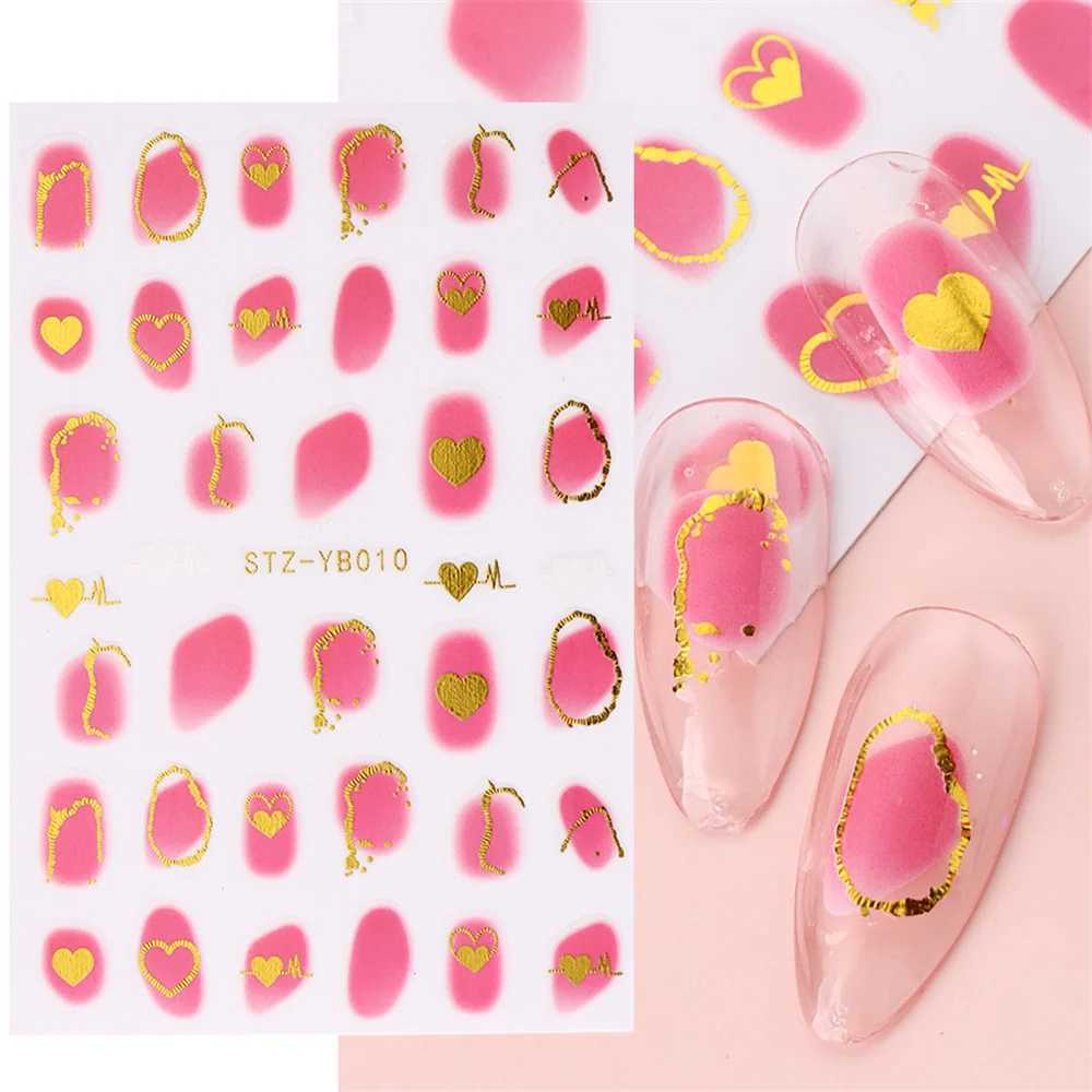 Royalblue Blooming Smoke Nails Stickers Marble Design Coloring Bloom Manicure Decals Golden Wave Drawing Foil Nail ArtXJ250120