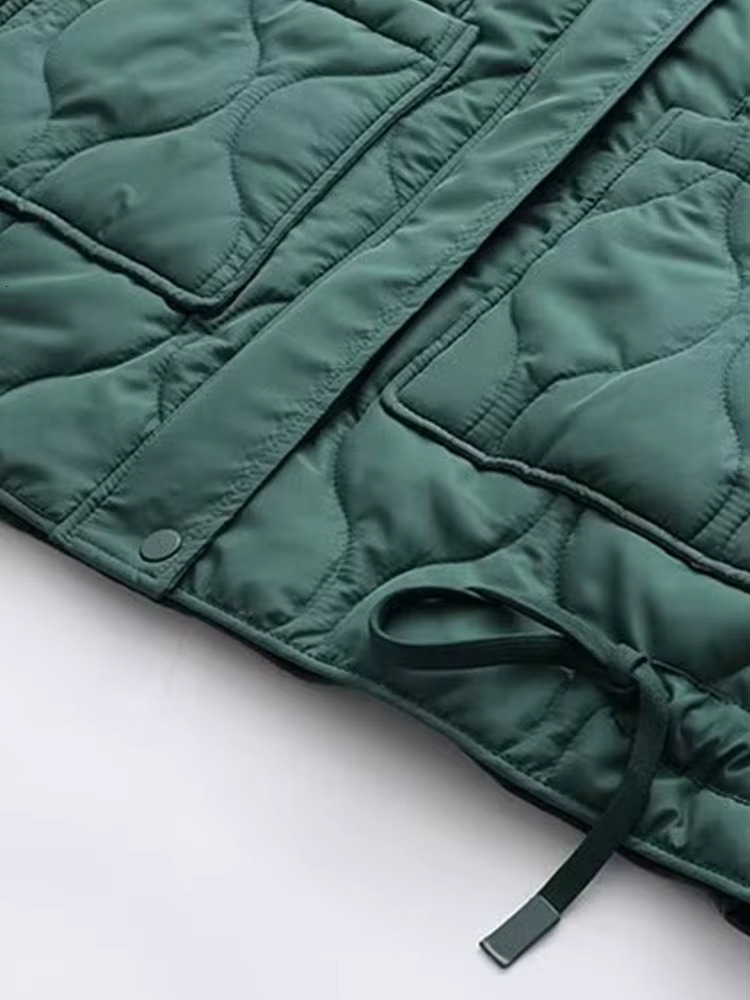 TRAF Women 2024 Autumn And Winter New Fashion Multicolor Short Cotton-Padded Jacket Chic Collar Zipper Coat Outerwear Mujer