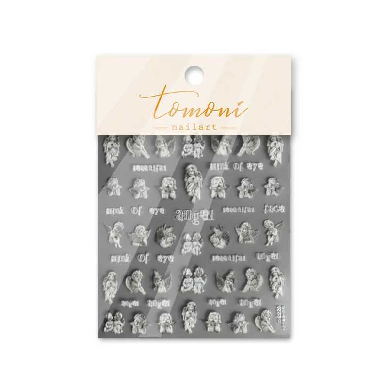 1 Sheet 5D Realistic Relief 3D Little Angel Statue Cross Wings Love Heart Adhesive Nail Art Stickers Decals Manicure OrnamentsXJ250120
