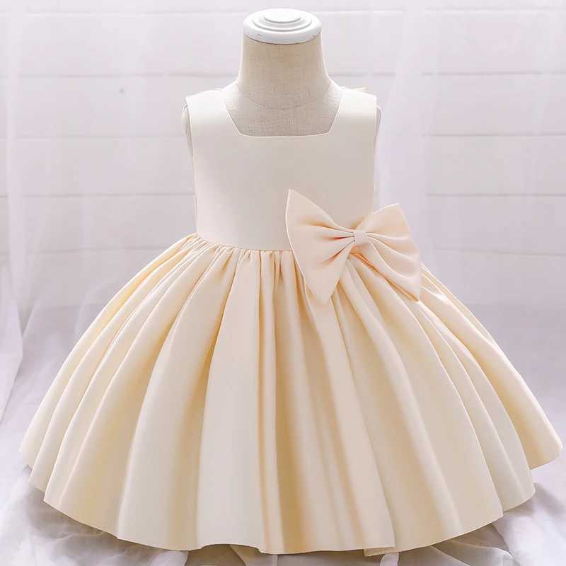Preschool Bow 1st Birthday Dress Baby Dress Baptist White Princess Dress Elegant Girl Party Dress Vestido 0-3 Years Old X250203