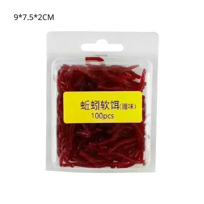 10/20/50/100/200pcs Soft Lure Bass Bream Bloodworm Fishing Earthworm Worm Rubber Red Worms Baits Fishy Smell Realistic TackleXJ250122