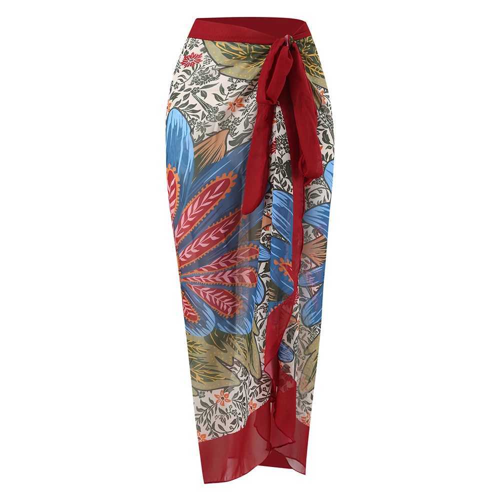 2023 New Sexy Print Retro Swimwear Beach Dr Cover Up Long Skirts Skirt Party Outfits Swimsuit Beachwear W250120