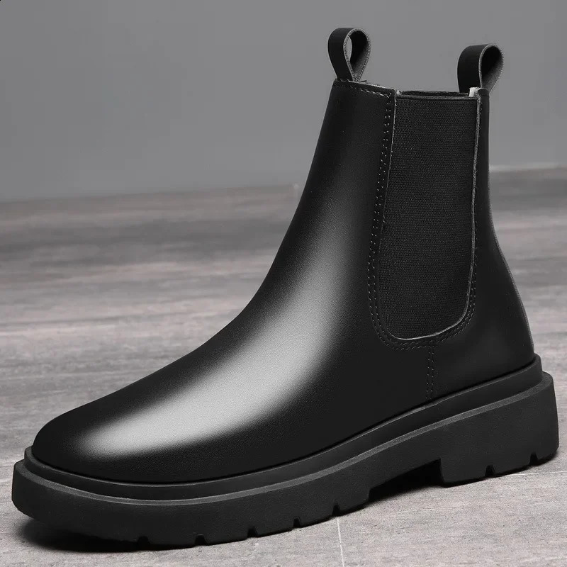 Autumn Chelsea Boots for Men Black Men Boots Fashion Winter Slip on Ankle Boots Retro Motorcycle Booties botas para hombre 250120