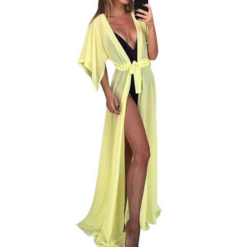 Fashion Women Summer Solid Color Short Sleeve Loose Sexy Beach Dr Holiday Swimwear Mesh Cover Up W250120