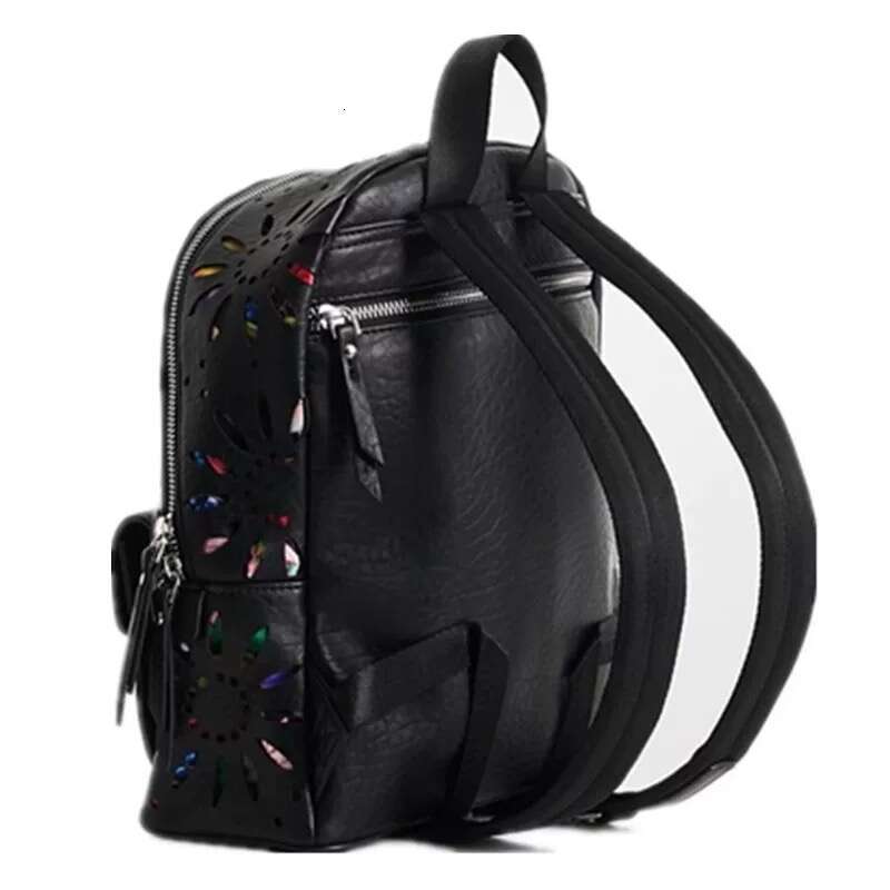 Foreign Trade Spain D Fashion Hollow Wer Printed Backpack Women's Casual Black Brand New
