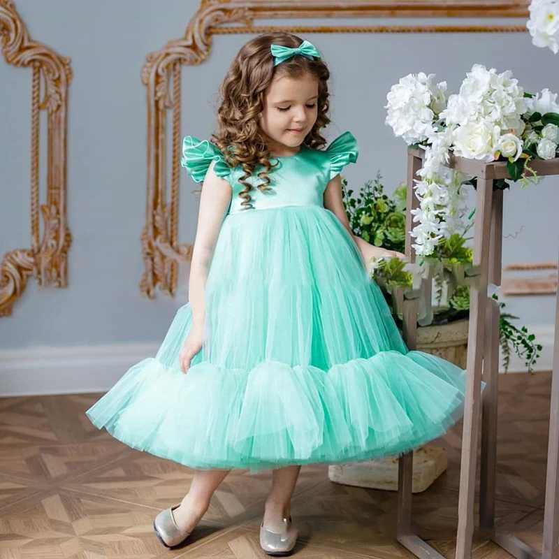 Baby Girls Birthday Dress For 0 1 2 Year Newborn Baptism Blue Pink White Clothes Toddler Kid Elegant Christening Party Tutu Gown X250203