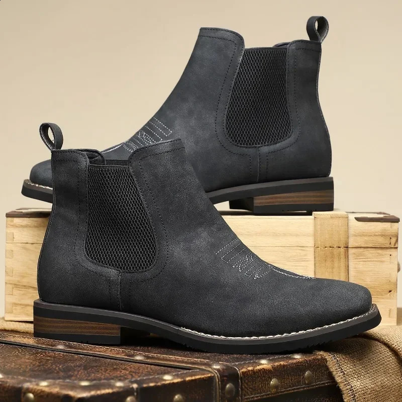 High Quality Handmade Men Chelsea Boots Retro Leather Boot Motorcycle Boots Fashion British Style High-Top Shoes Botas de Hombre 250120