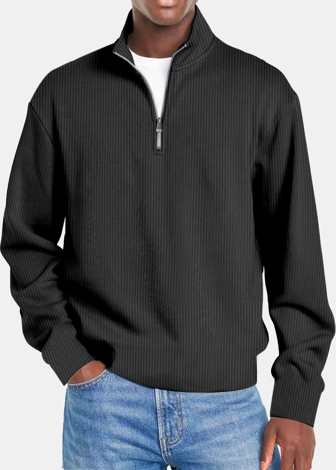 Spring and Autumn Knitted Clothes Men's Solid Color Sweater Stripe Elastic Lapel Pullover POLO Shirt Long Sleeve T-shirt#242