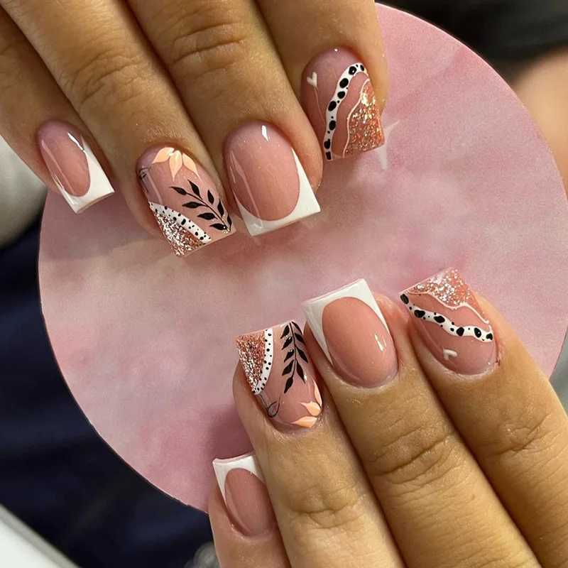 24pcs French White Cloud False Nails Wearable Waterproof Press On Nail Art Full Coverage Faux False Nail Accessories and ToolsW250120