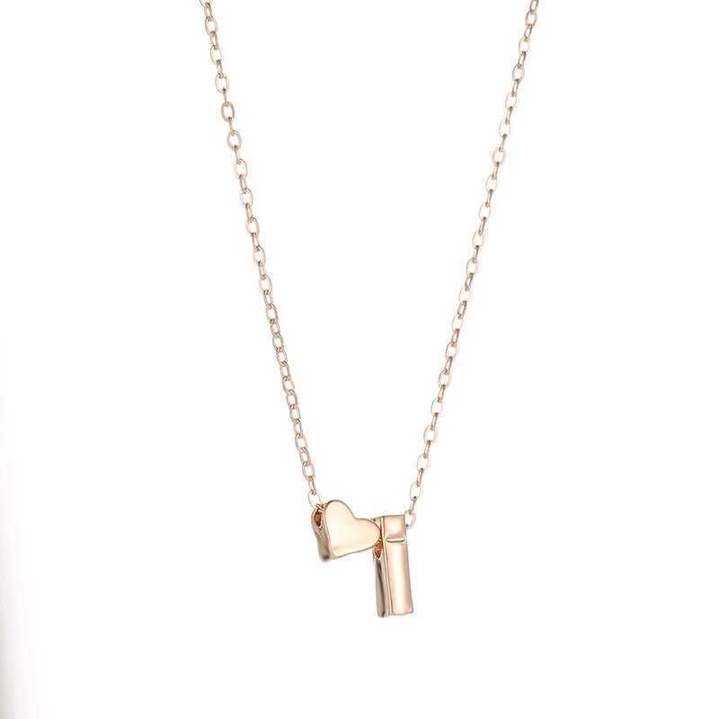 Fashion Tiny Heart Dainty Initial Necklace Gold Silver Color Cute Letter Name Choker Neck Chain For Women Pendant Jewelry GiftXJ250121
