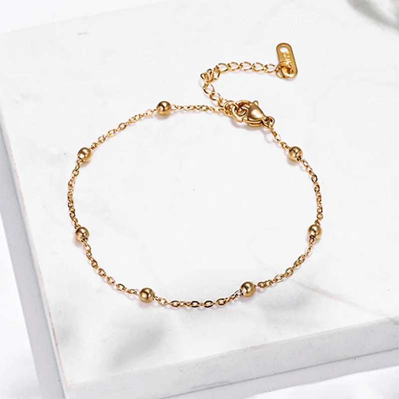 316L Stainl steel gold colour beaded chain Anklets Fashion jewelry Minimalist chain anklet fashion womens Jewelry PartyXJ250121