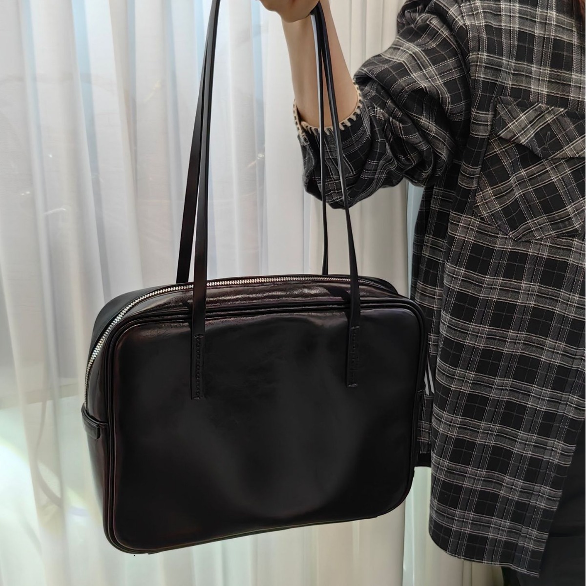 Bag Top Layer Cowhide Simple Niche Design Tote Premium Feel For Women 2024 New Single Shoulder Armpit Bag