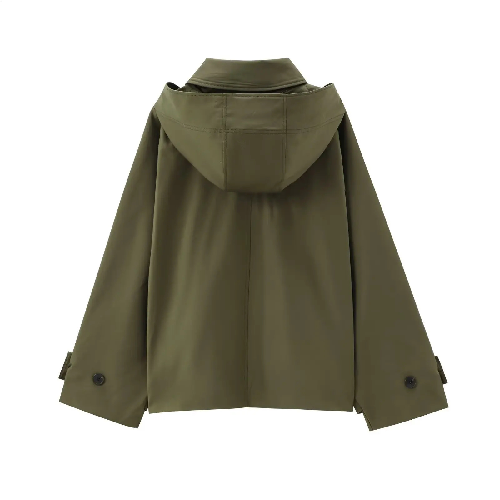 TRAF Hooded Womens Trench Coat Long Sleeve Womens Windproof Jacket Winter Womens Coat 250118