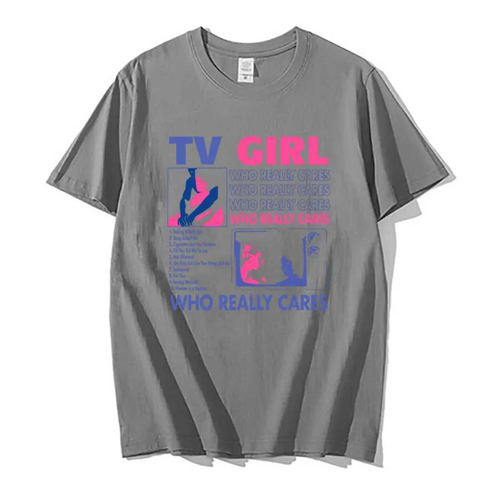 TV Girl Who Really Cares Graphic Print T-shirts Men Women Fashion Vintage Oversized Tshirt Short Sleeve Male 100% Cotton T Shirt X250203