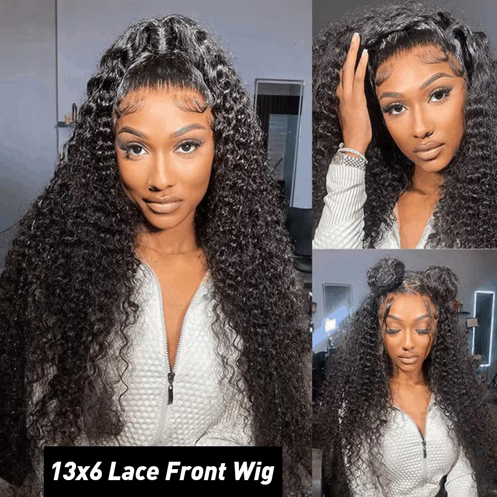 Deep Wave Transparent 13X4 13X6 Frontal Jerry Curly Human Hair Lace Front Wig For Women