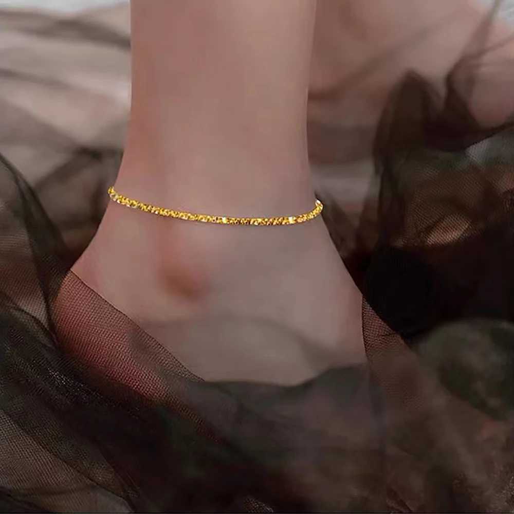 Yori Fashion Link Chain Stainl Steel Simple Anklets for Women Waterproof Golden Metal Texture Jewelry Girl Beach Gift ManXJ250121