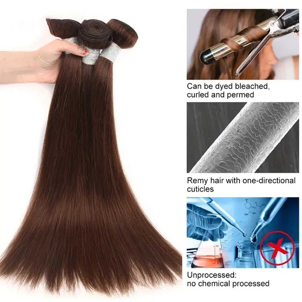 4# Human Hair Bundles Bone Straight Human Hair Bunldes Weave 1 3 4 Bundles Cheap Deal Remy Hair Extension Chocolate Brown ColorXJ250120