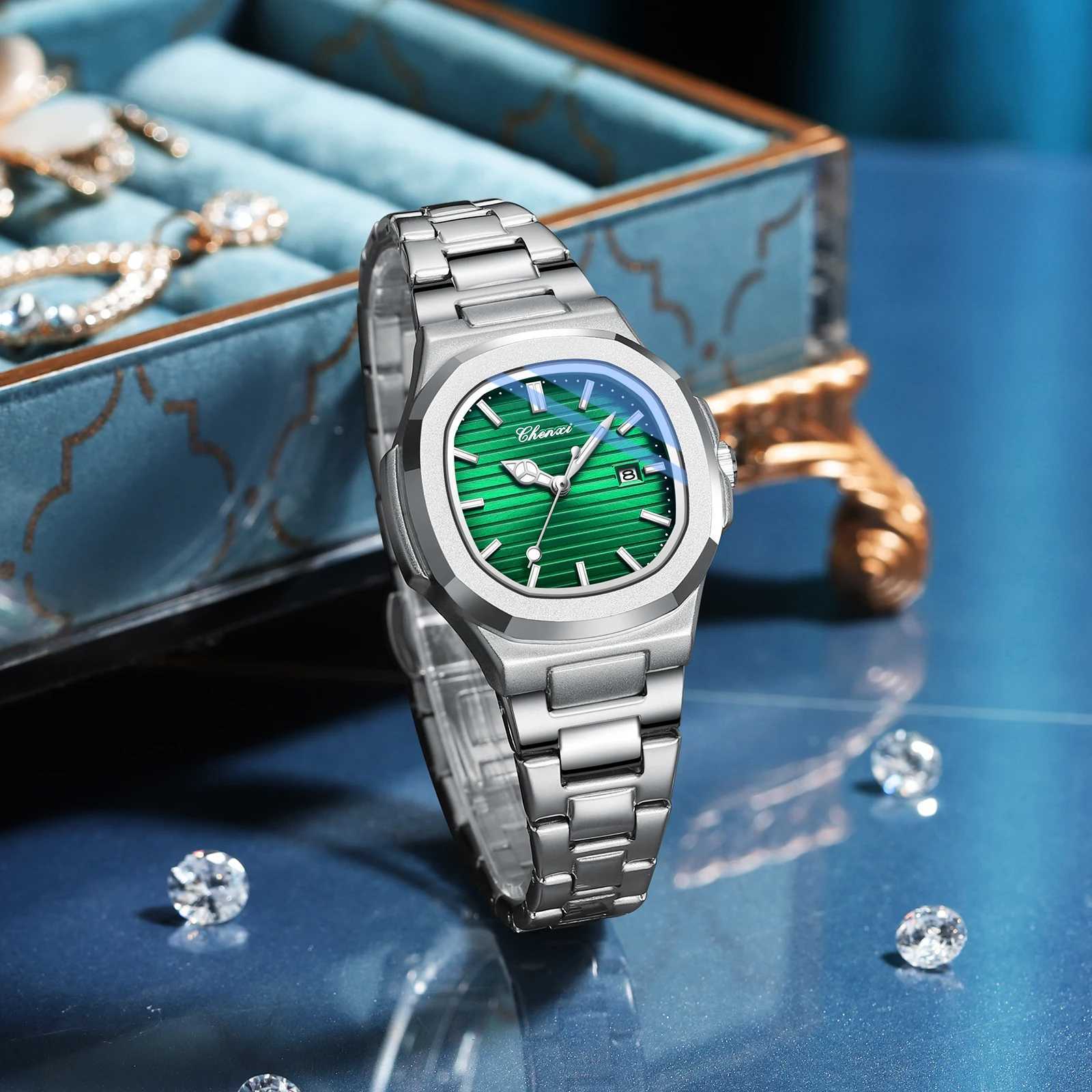 CHENXI 8222 New Womens Watch Elegant Silver Stainless Steel Party Quartz Watch Gift Relogio Feminino X250203