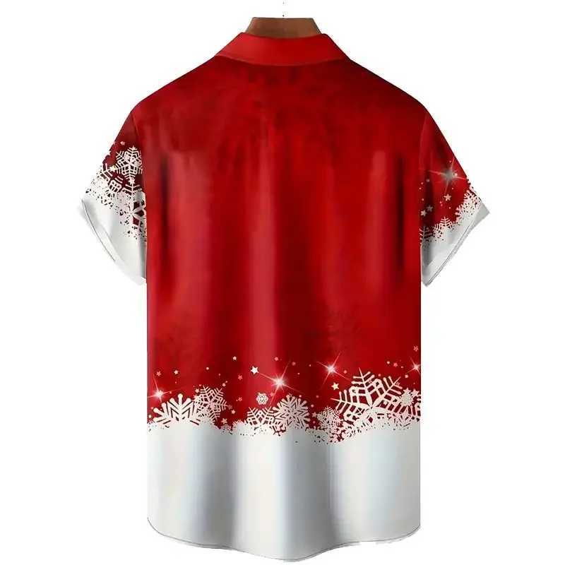 Spring Summer New Men Clothes 3D Digital Print Casual Short Sleeve Shirt Christams Shirt Men Clothes Loose Lapel Shirt TopsXJ250121