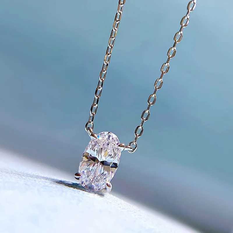 PANSYSEN Luxury 925 Sterling Silver Oval Cut High Caon Diamond Pendant Necklace 18K White Gold Plated Fine Jewelry WholesaleXJ250114