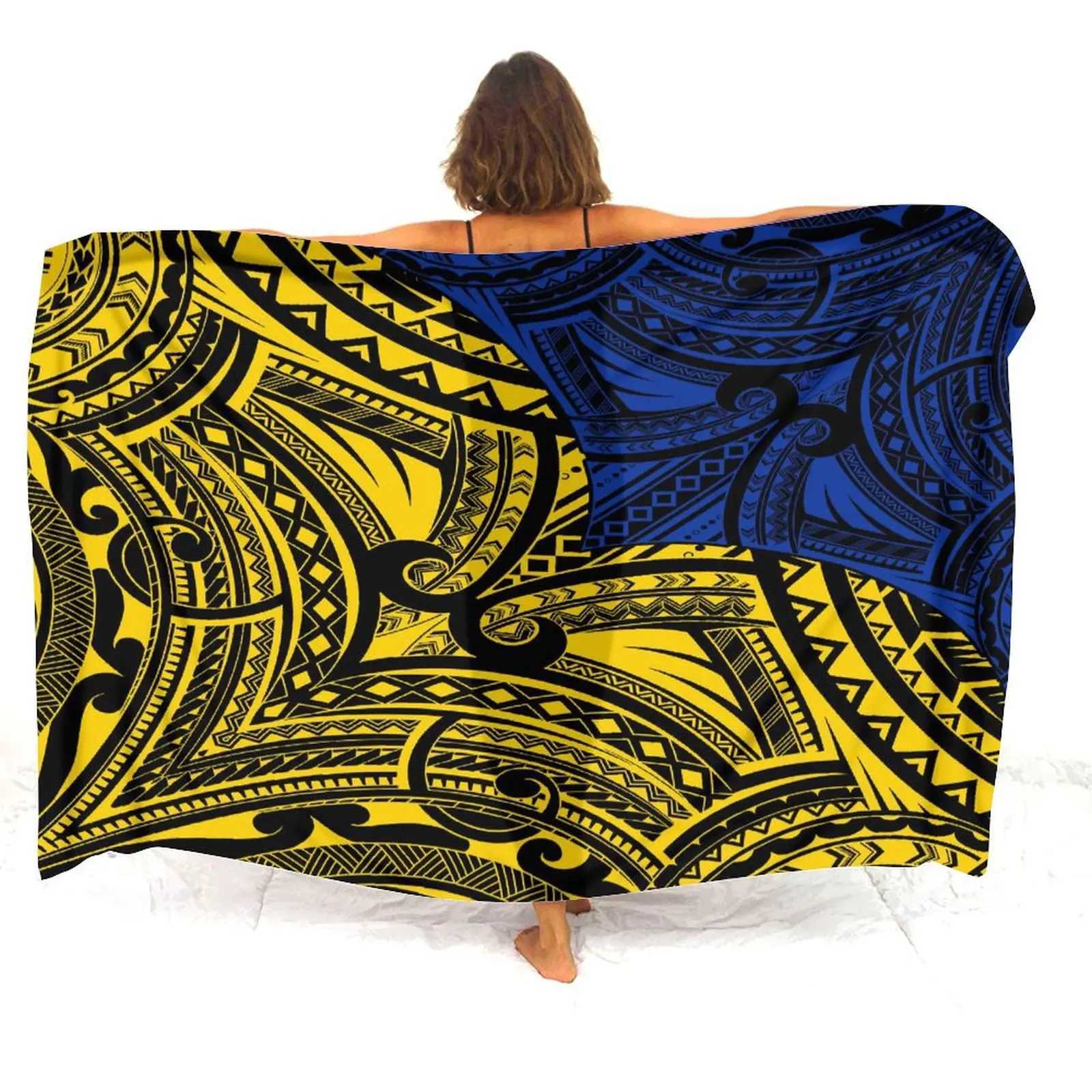Haiian Resort Beach ron Polynesian Vintage Hibiscus Flower Print Custom Quty Fabric Ladies Sarong Summer Hot Sale W250120