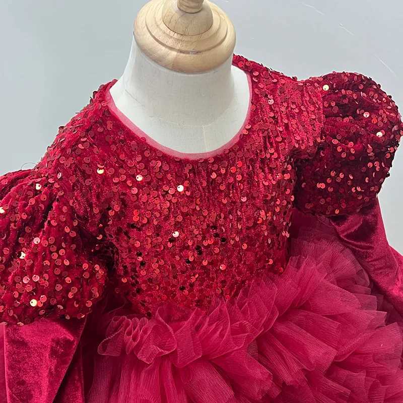 2025 Big bow Childrens Princess Evening Gown Sequin Design Wedding Birthday Baptism Easter Eid Party Girls Dresses X250203