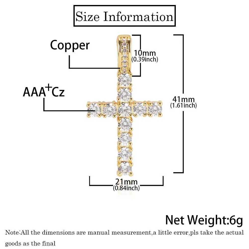 Wholesale Fashion Simple Bling Cross Pendant d Out Cubic Zirconia Diamond 18k Gold Plated Christian Charm Jewelry Women Men XJ250114