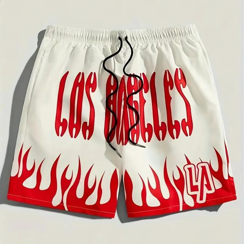 Summer Men Los Angeles Shorts Short Pants Sports Fitness Clothing Male Fashion Letter Beach Outfit Training Jogging Streetwear 250121