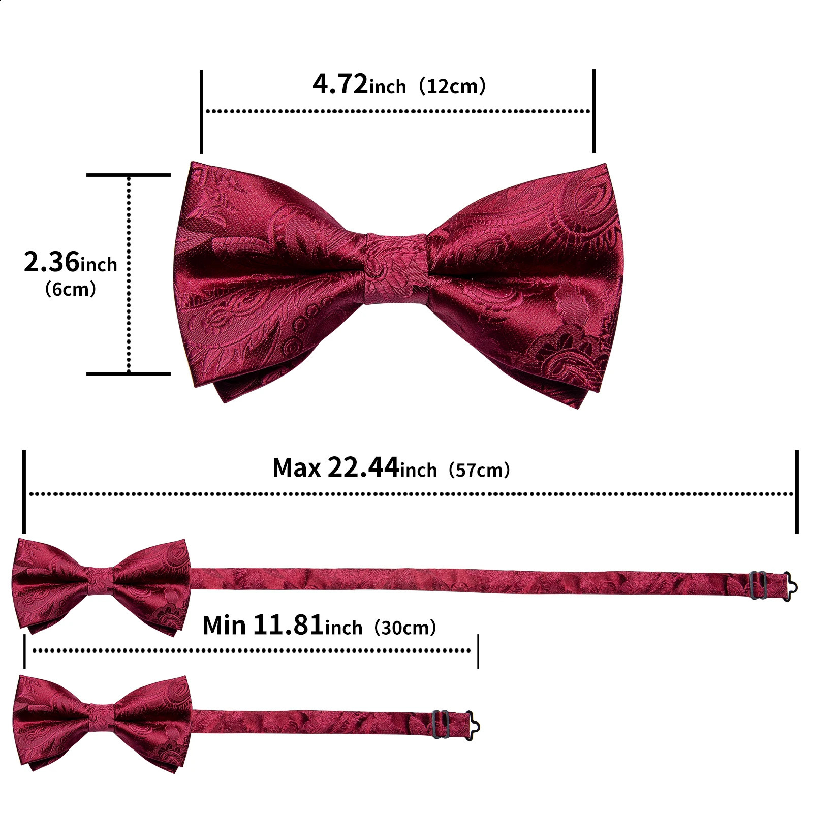Wedding Bow Tie for Men Classic Red Pretied Bowtie Cufflinks Corsage Set Party Silk Butterfly Knot Gift Man Accessories 250118