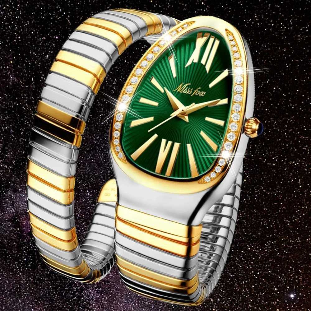 Classic Snake Shape Watch For Wen Gold Silver Scale Bracelet Wens Watches Bling Diamonds Quartz Ladies Wristwatch X250203