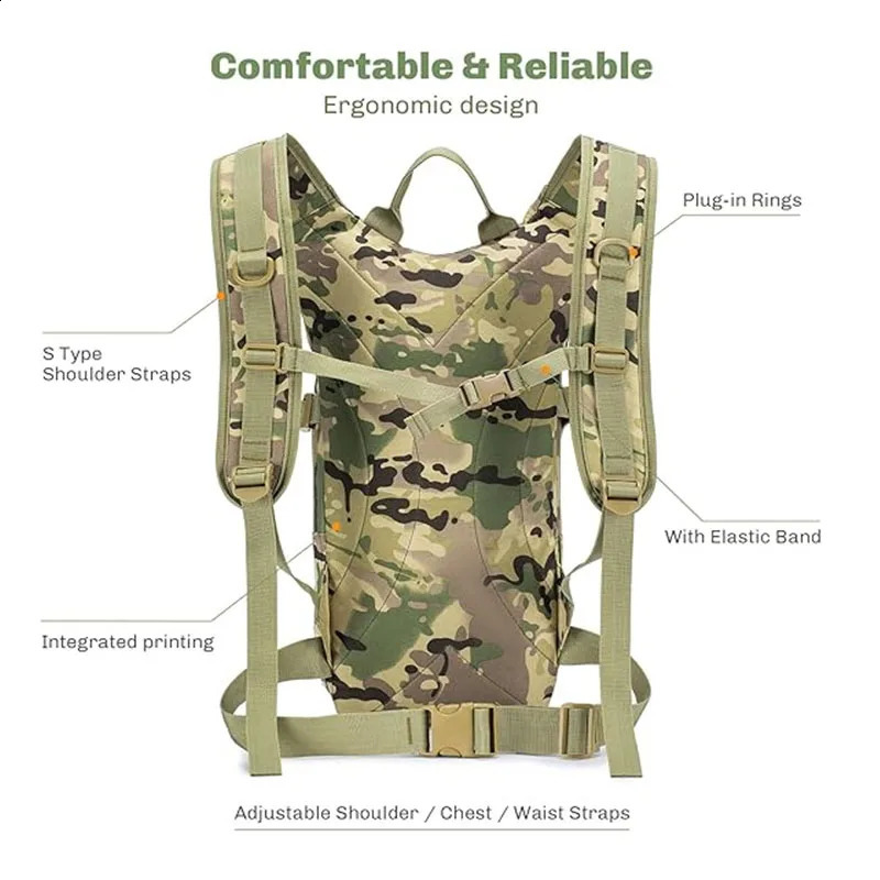 Hydrating Pack Backpack Daypack Water with 3L A Free LeakProof Bladder for Hiking Running Cycling Hunting 250121