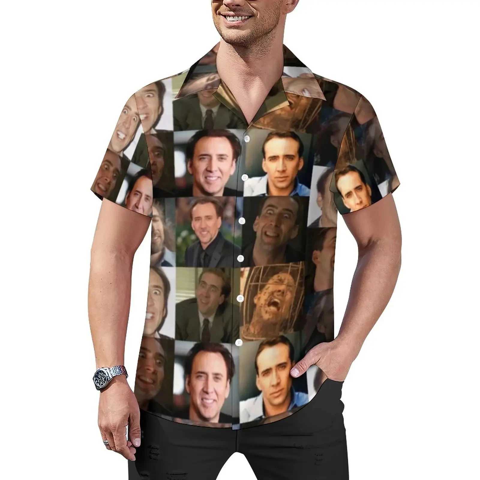 Nicolas Cage 3D Printed Lapel Men Shirt Man/Women Casual Fashion Short Sleeves Shirts Button Streetwear Oversized Unisex ClothesXJ250121