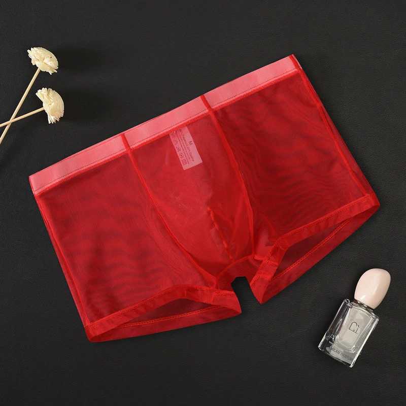 Men Sexy Seamless Underwear Pants Mens Ultra-thin Transparent Boxer shorts Male Mid-rise Mesh Slips Homme Panties Boxer ShortsXJ250114