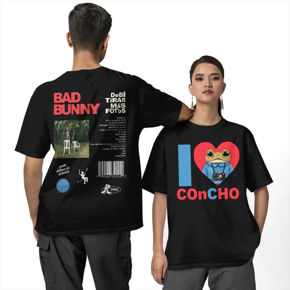 DTMF and Bear Cartoon Debi Tirar Mas Fotos Bad Rabbit T-shirt Summer 2025 Retro T-shirt Cotton T-shirt Couple Clothing T-shirt X250203