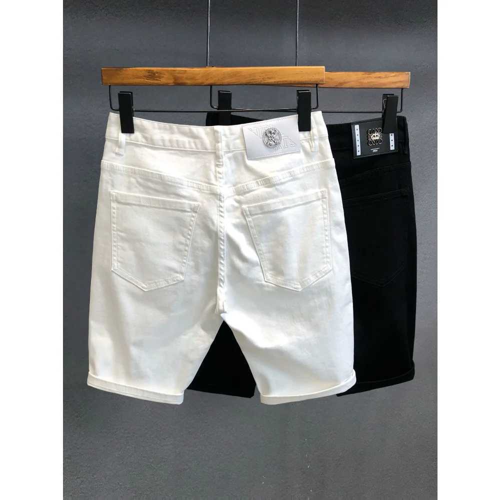 Summer Luxury New Arrival White Strtwear Korean Fashion Slim Jeans for Men Stretchable Fabric Casual Wear Mens Jeans Shorts X250203