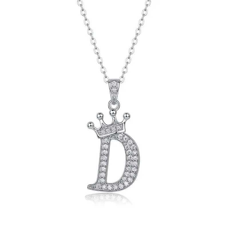 S925 Silver d Moissanite Crown Letter Pendant Necklace Women Fine Jewelry Platinum Diamond 26 Letters Necklaces Pass TesterXJ250114