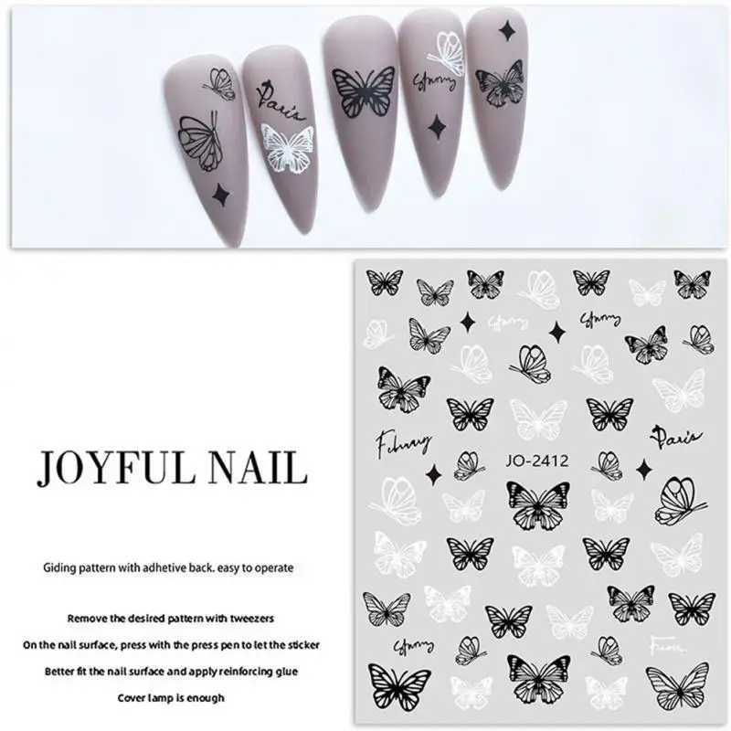 Abstract Simple Line Graffiti Nail Sticker Nail Art Decoration Geometric Line Flower 3D Sticker Nail Art AccessoriesXJ250120