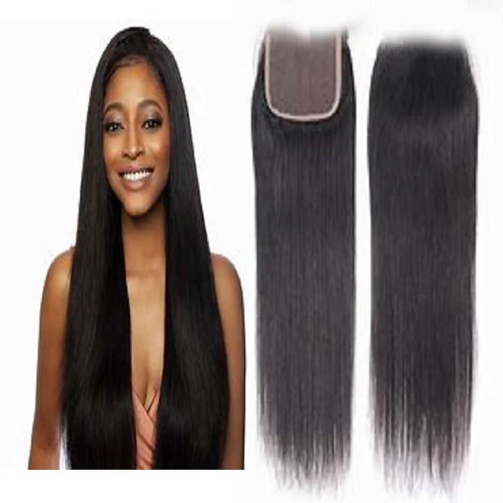 4x4 Straight Lace Clo Human Hair 10-24 Inch Natural Black 100% Brazilian Virgin Hair Transparent Lace Front CloXJ250120