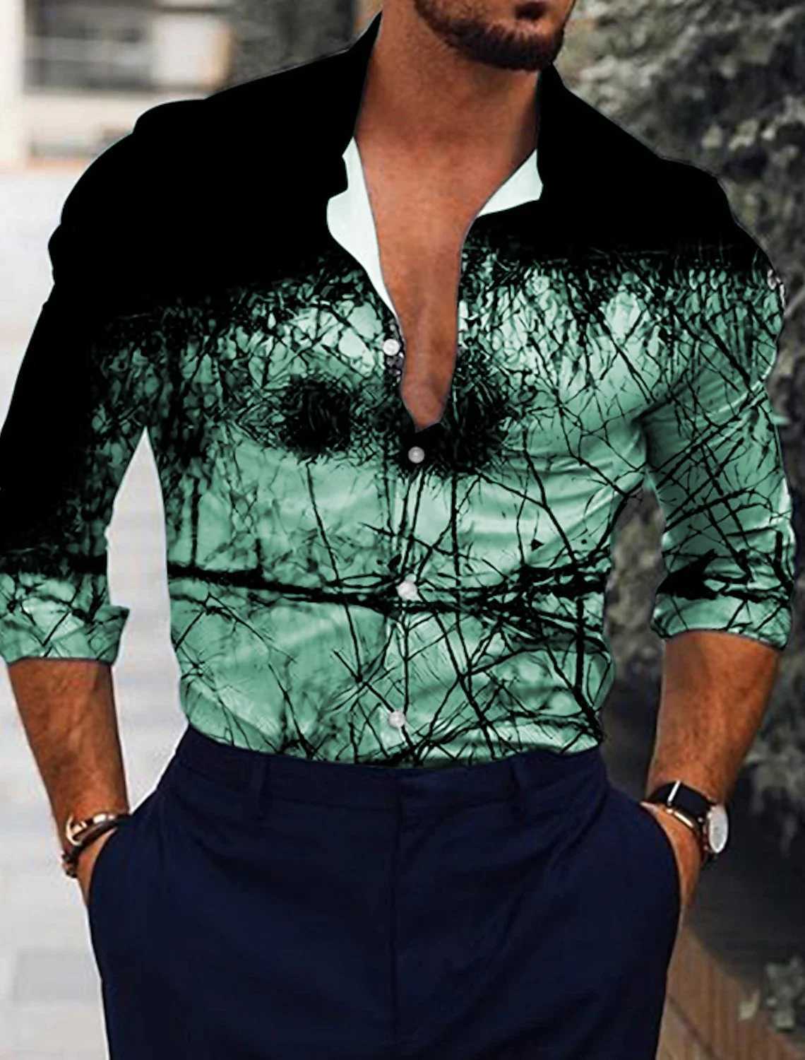 New simple line casual mens formal shirt button shirt long sleeve business daily autumn spring summer 3D shirt collar buttonXJ250121