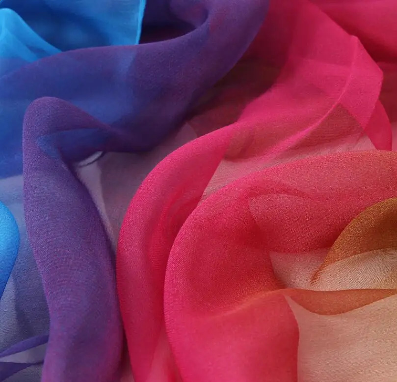Women Foulard Gradient Solid Color Chiffon Georgette Scarf Bandana Elegant Long Shawl Hijab Summer Sun Protection 250120