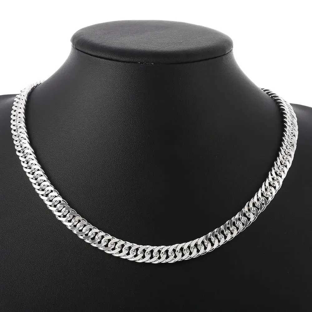 Hot fine Width 6MM chain 925 Sterling Silver Necklaces for Women Men Charm fashion Jewelry wedding Party Holiday gift 50-60cmXJ250114