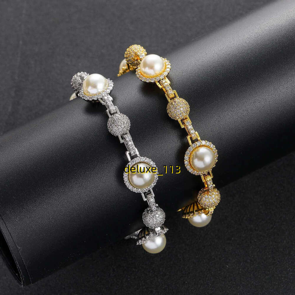 High Quality Pearl Bracelets Mens Womens Iced Out Gold Sier Chains Vintage Hip Hop Bracelet Jewelry