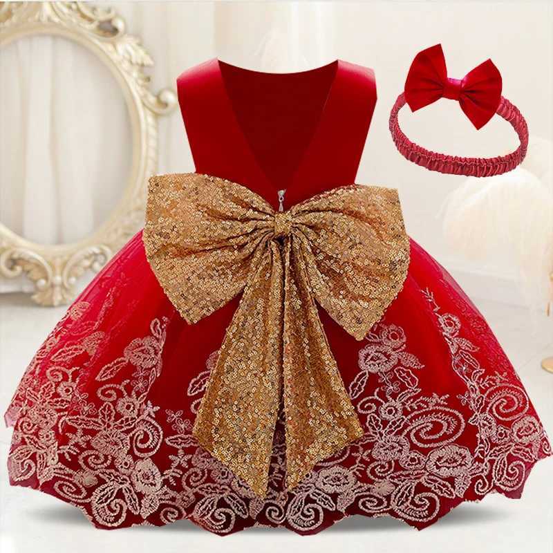 Backless Bow Toddler Baby 1st Birthday Baptism Dress For Girls Princess Luxury Embroidery Costumes Kids Party Clothes Dresses X250203
