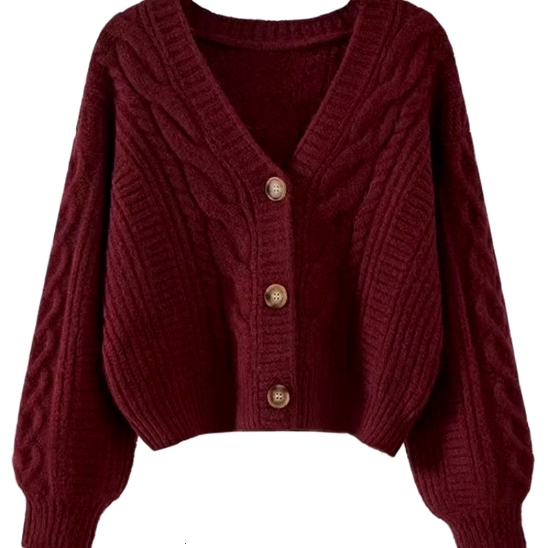 New In Outerwear Elegant Winter Coat Loose Matching Cardigan For Women Long Sleeve Vintage Casual Basic Top Sweater Knitwear